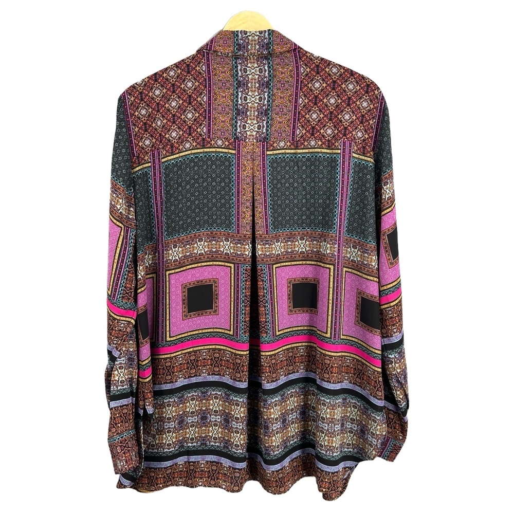 Rose + Olive Shirt Patchwork Pattern Long Sleeve … - image 4